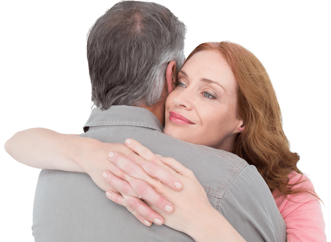 Transparent Loving Embrace of Casual Couple Expressing Affection