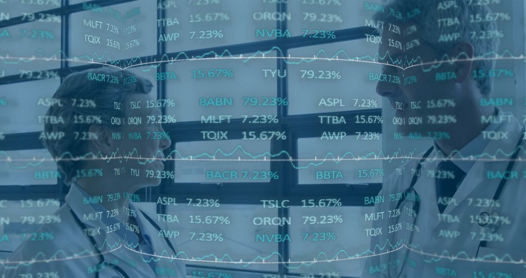 Doctors Analyzing Advanced Financial Data in Medical Setting