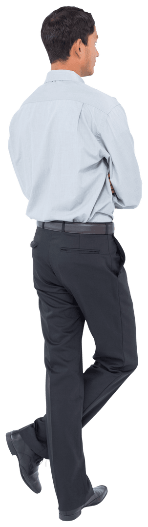Rear View of Biracial Businessman in Formal Attire on Transparent Background