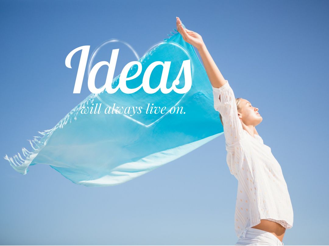 Woman Embracing Freedom with Flowing Scarf and Blue Sky