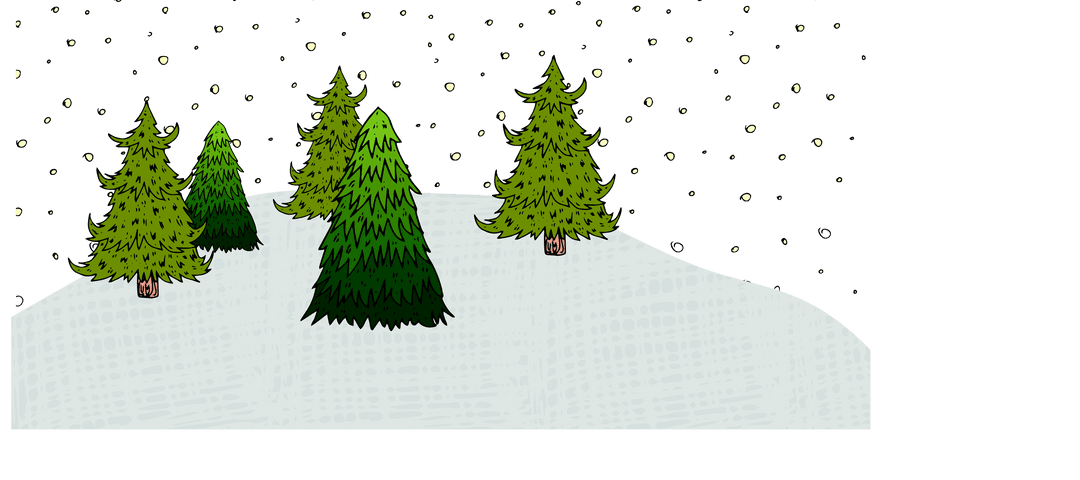 Transparent Snowy Pine Trees Under Starry Night Sky