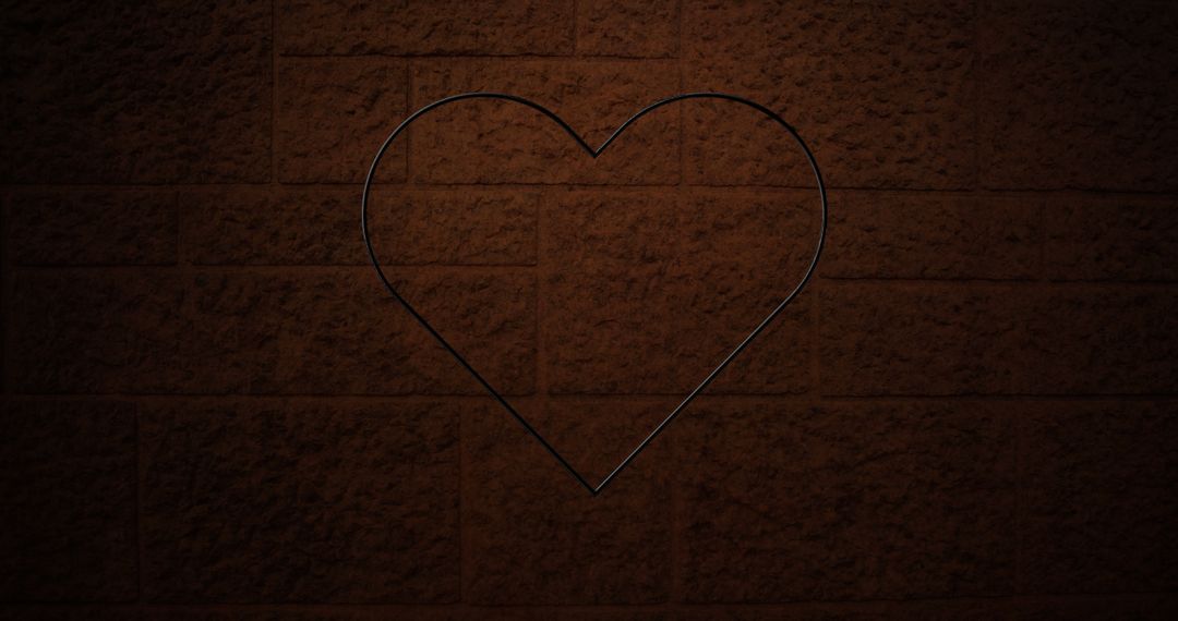 Heart Shape Outline on Rustic Brick Wall Background