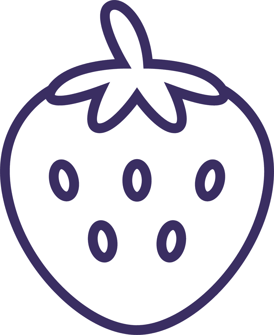 Simple Line Art Strawberry Icon on Transparent Background