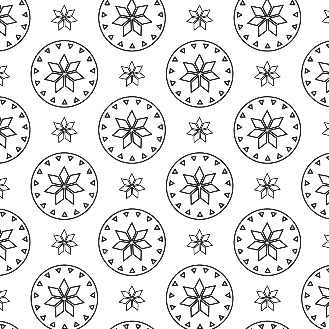 Black Floral Circular Pattern on Transparent Background for Craft Design