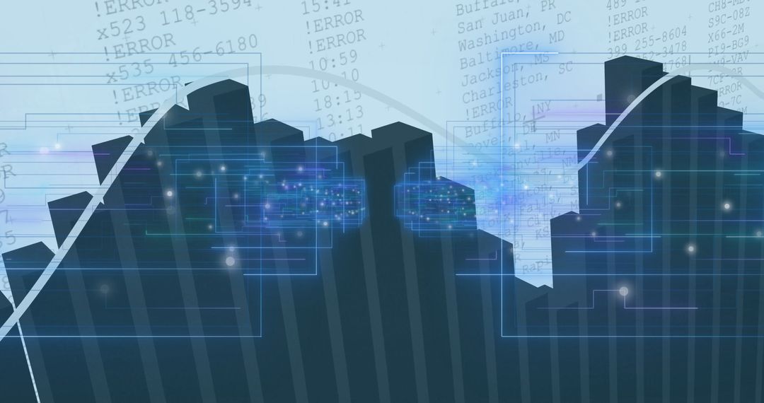 Futuristic Data Flow with Error Overlays in Digital Interface