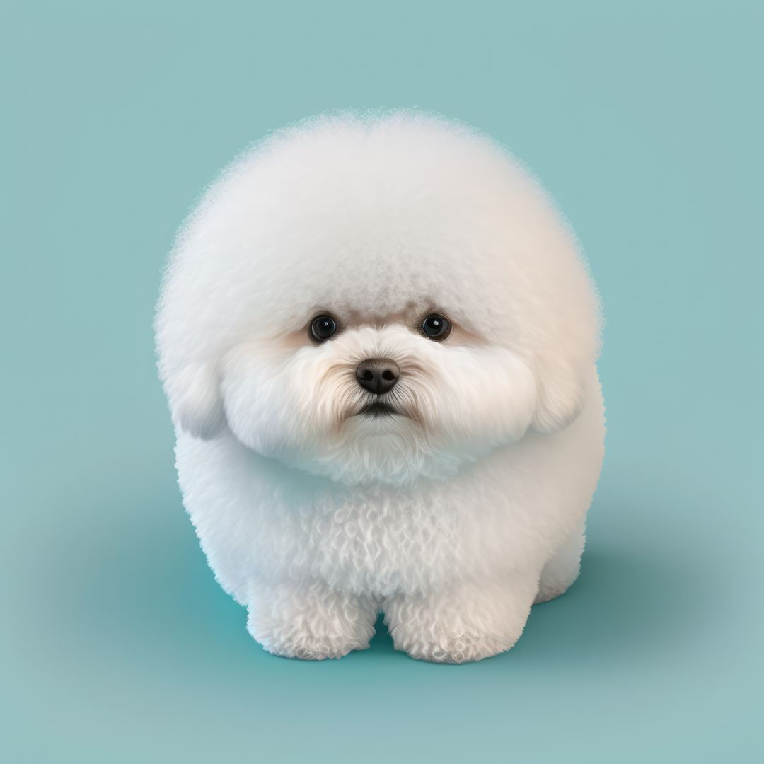 A fluffy white dog looks adorable against a blue background - Free Images, Stock Photos and Pictures on Pikwizard.com