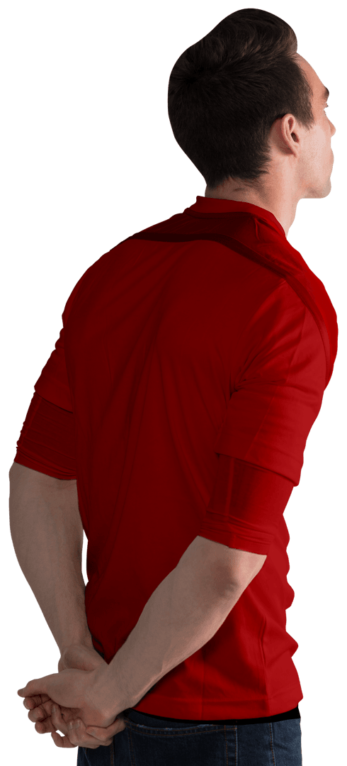 Caucasian Man Standing Thoughtfully on Transparent Background