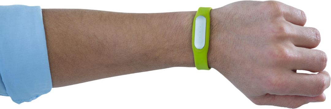 Man's Hand Wearing Green Fitness Band on Transparent Background - Download Free Stock Images Pikwizard.com