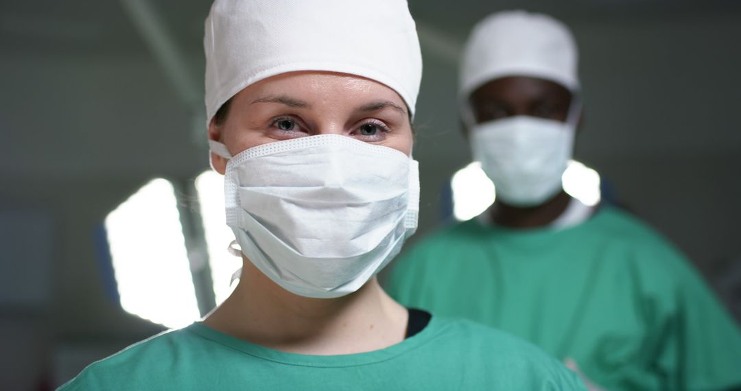 Focused Medical Professionals Wearing Masks in Operating Room - Free Images, Stock Photos and Pictures on Pikwizard.com