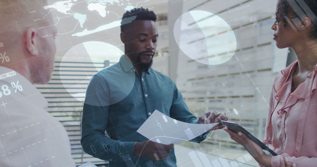 Diverse Business Team Analyzing Data with Digital Interface