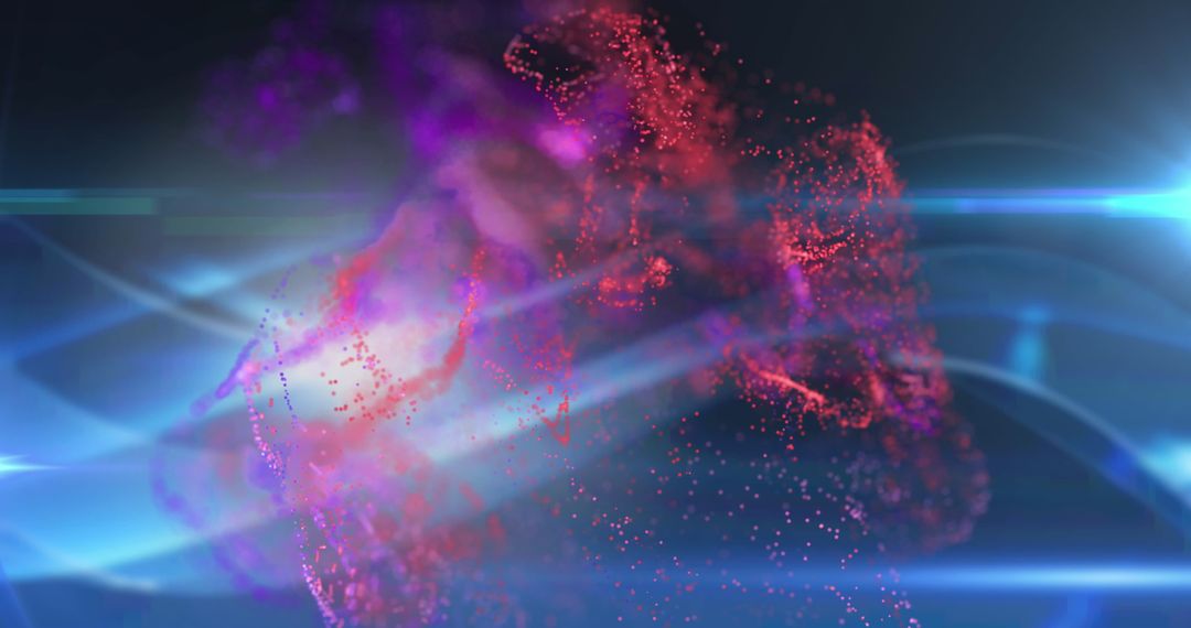 Abstract Glowing Waves and Particles on Dark Background
