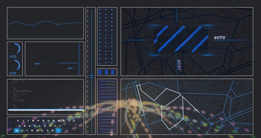 Futuristic Analytics and Cybersecurity Dashboard Interface