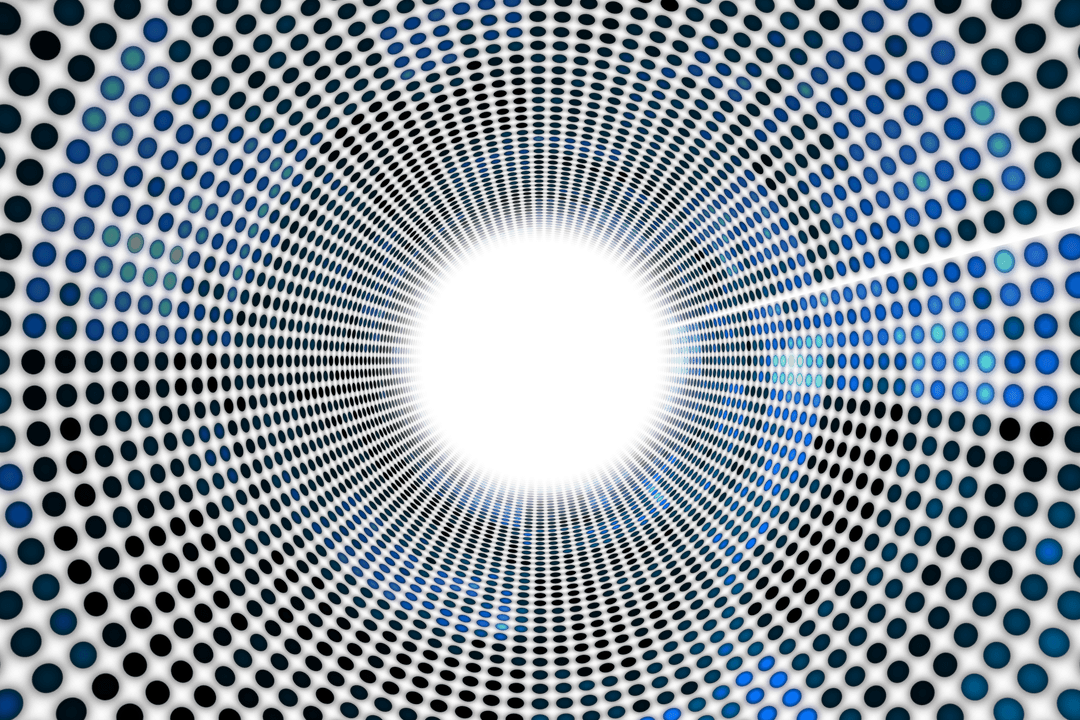 Abstract Blue Circular Digital Dot Tunnel on Transparent Background