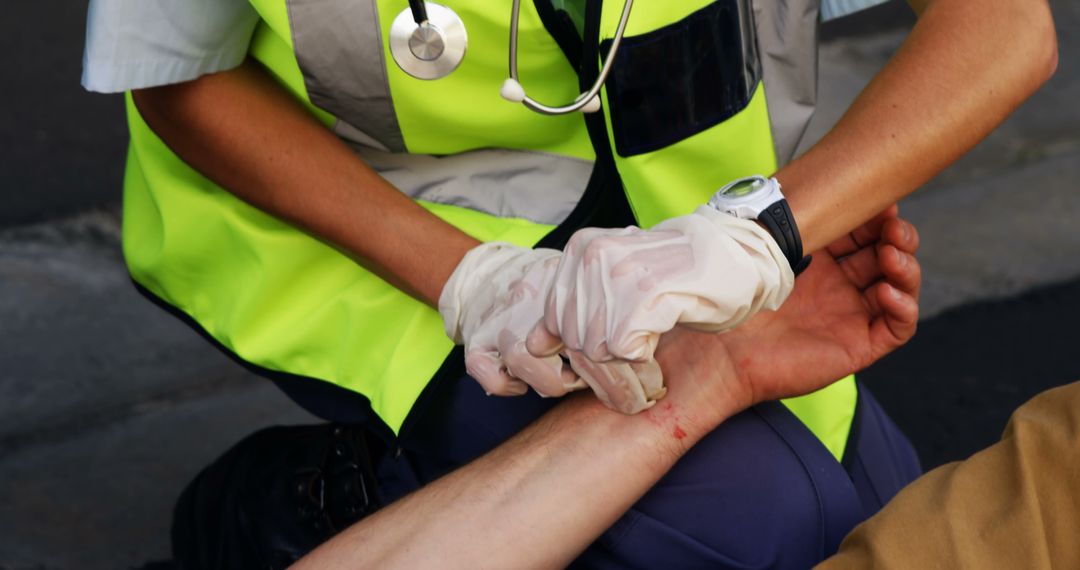 Emergency Medical Responder Assisting Injured Person with First Aid - Free Images, Stock Photos and Pictures on Pikwizard.com