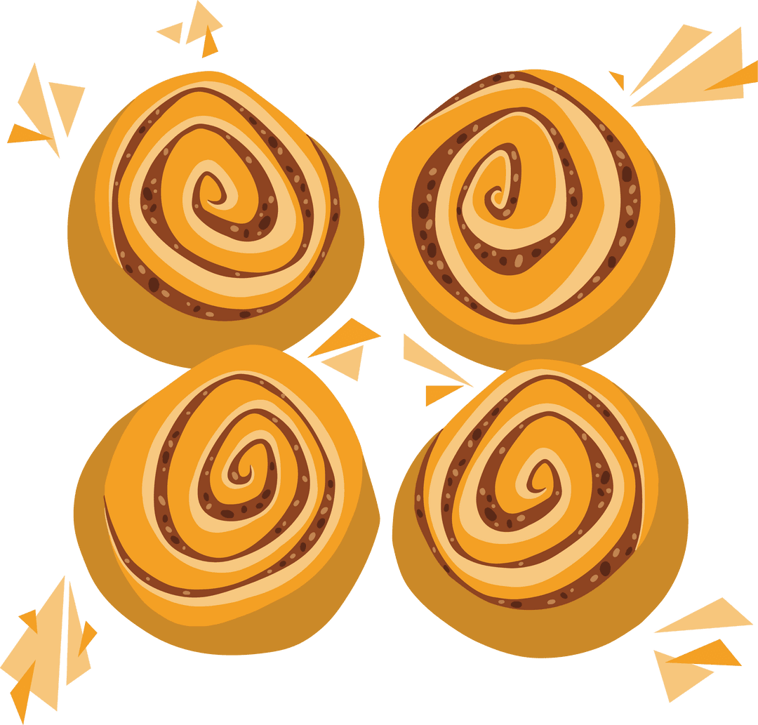 Sweet Spiral Pastries Flat Design on Transparent Background
