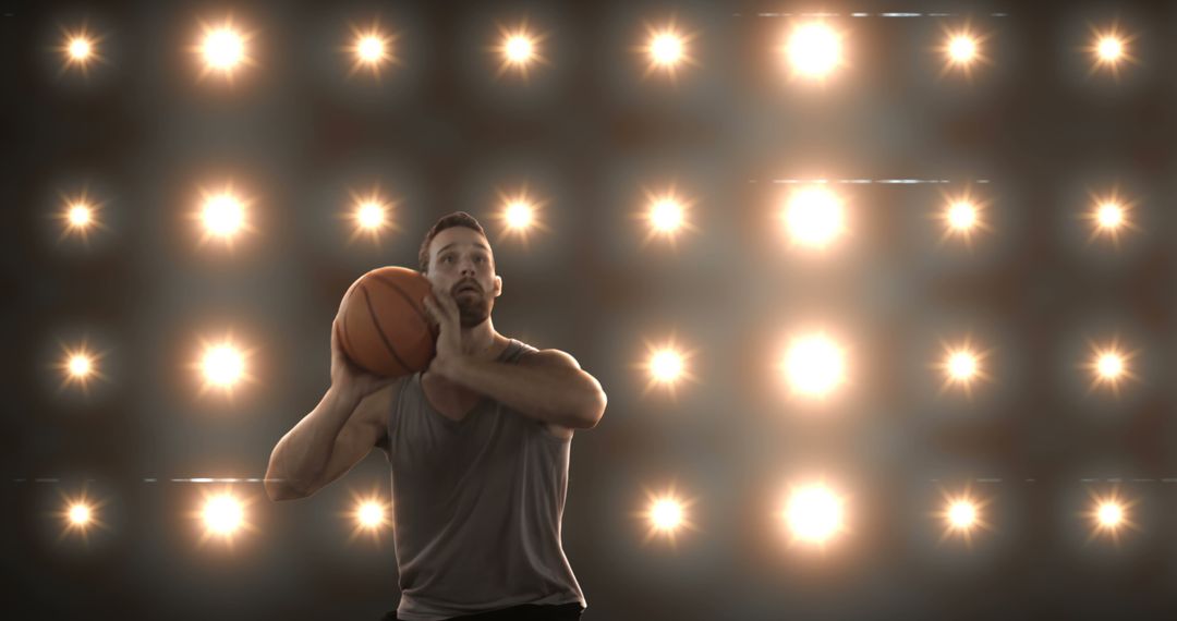 Athlete Preparing Shot with Lit Background