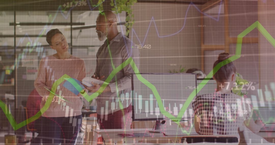 Diverse Team Discussing Fintech Innovation in Modern Office