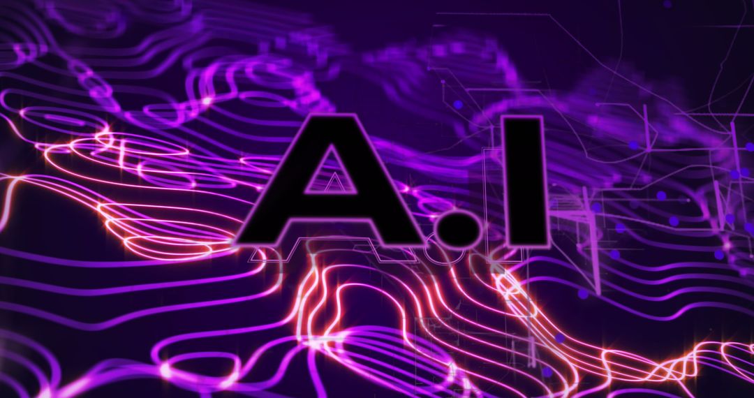 Neon AI Visualization with Glowing Data Connections