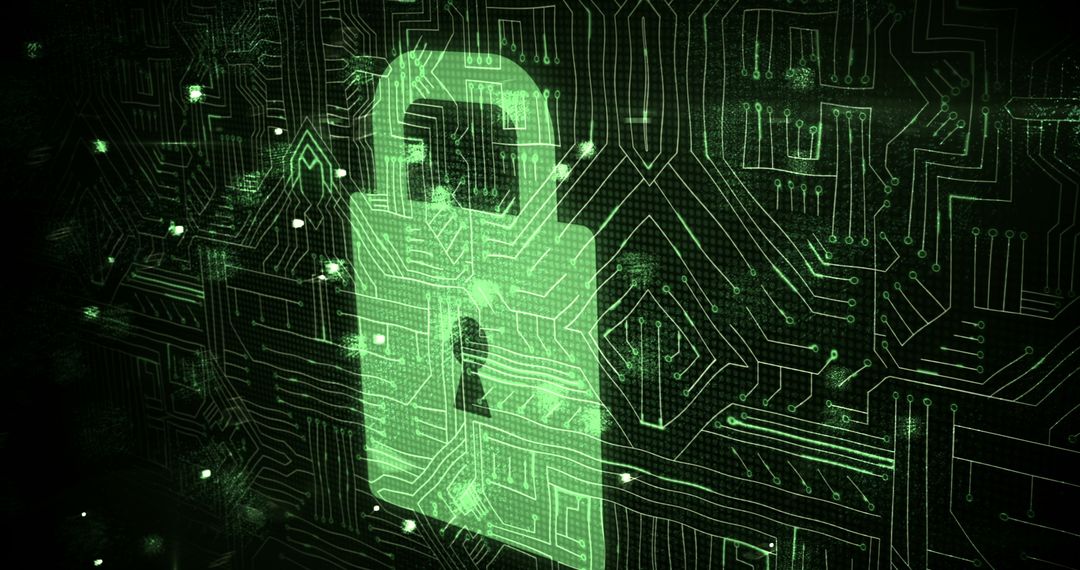 Futuristic Digital Padlock on Hyper-Connected Circuit Board