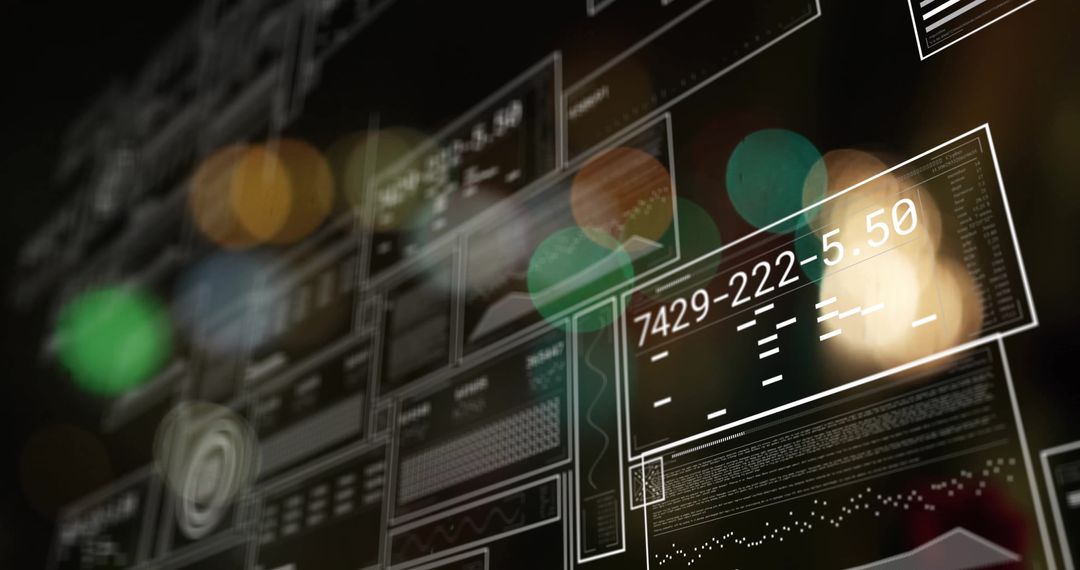 Digital Data Processing Over Bokeh Black Background