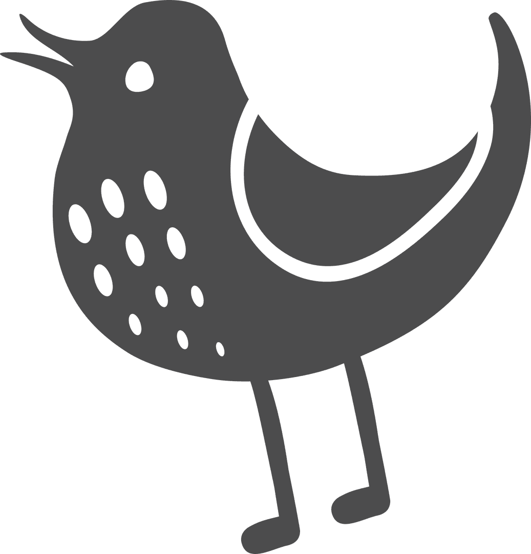 Stylized Black Bird Silhouette Transparent Background