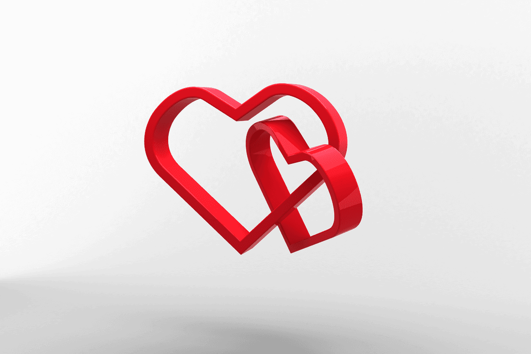 Digital PNG Illustration of Red Linked Hearts on Transparent Background