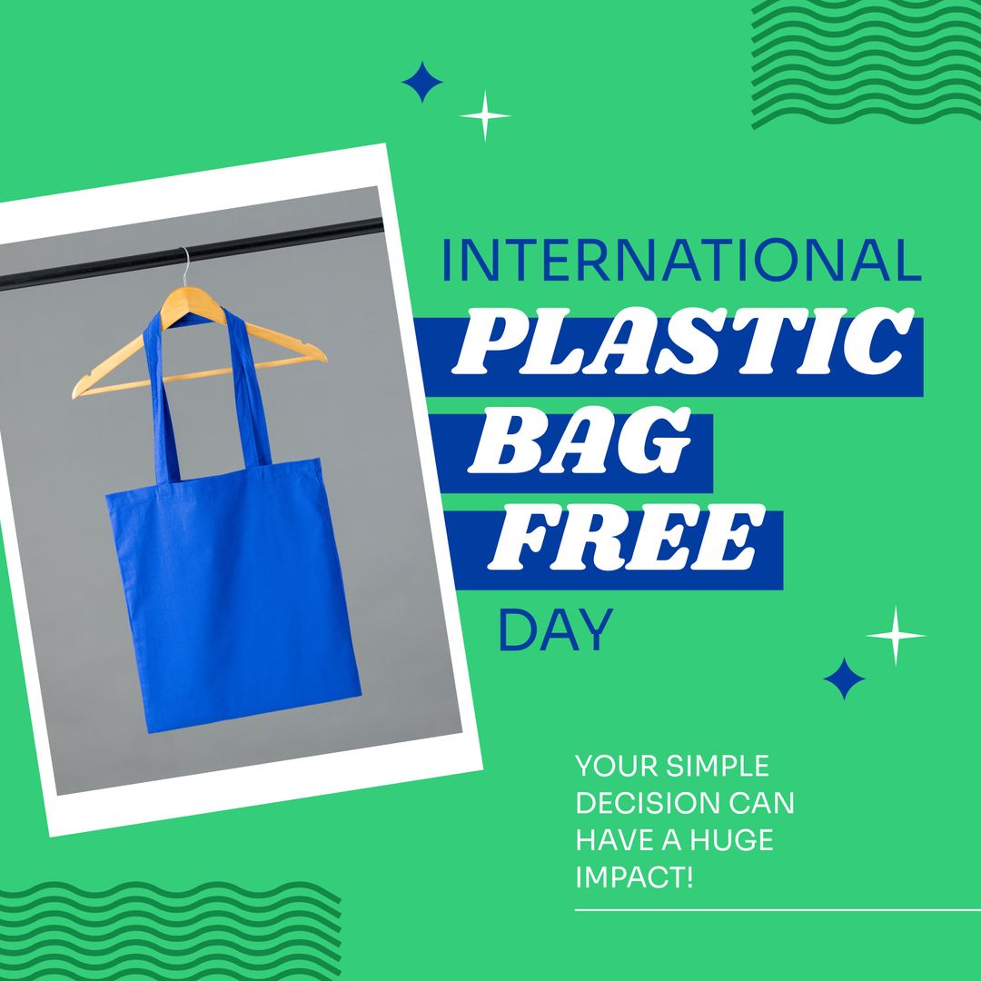 Promoting International Plastic Bag Free Day with Blue Canvas Bag - Download Free Stock Templates Pikwizard.com