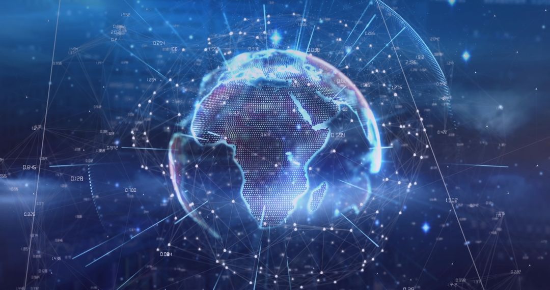 Digital Earth with Connected Network and Glowing Lines