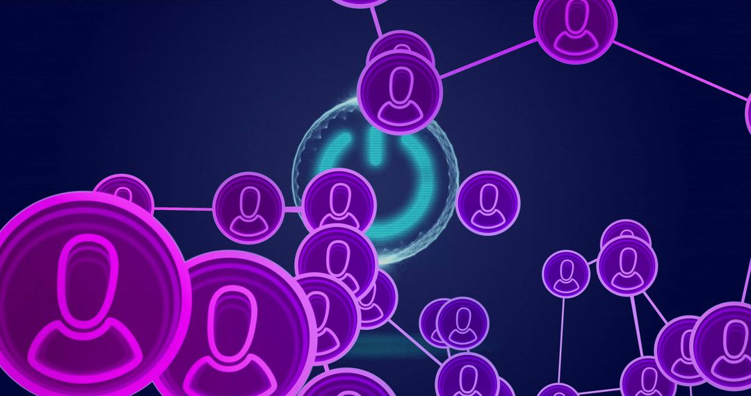 Digital Network of Connected User Icons With Virtual Globe