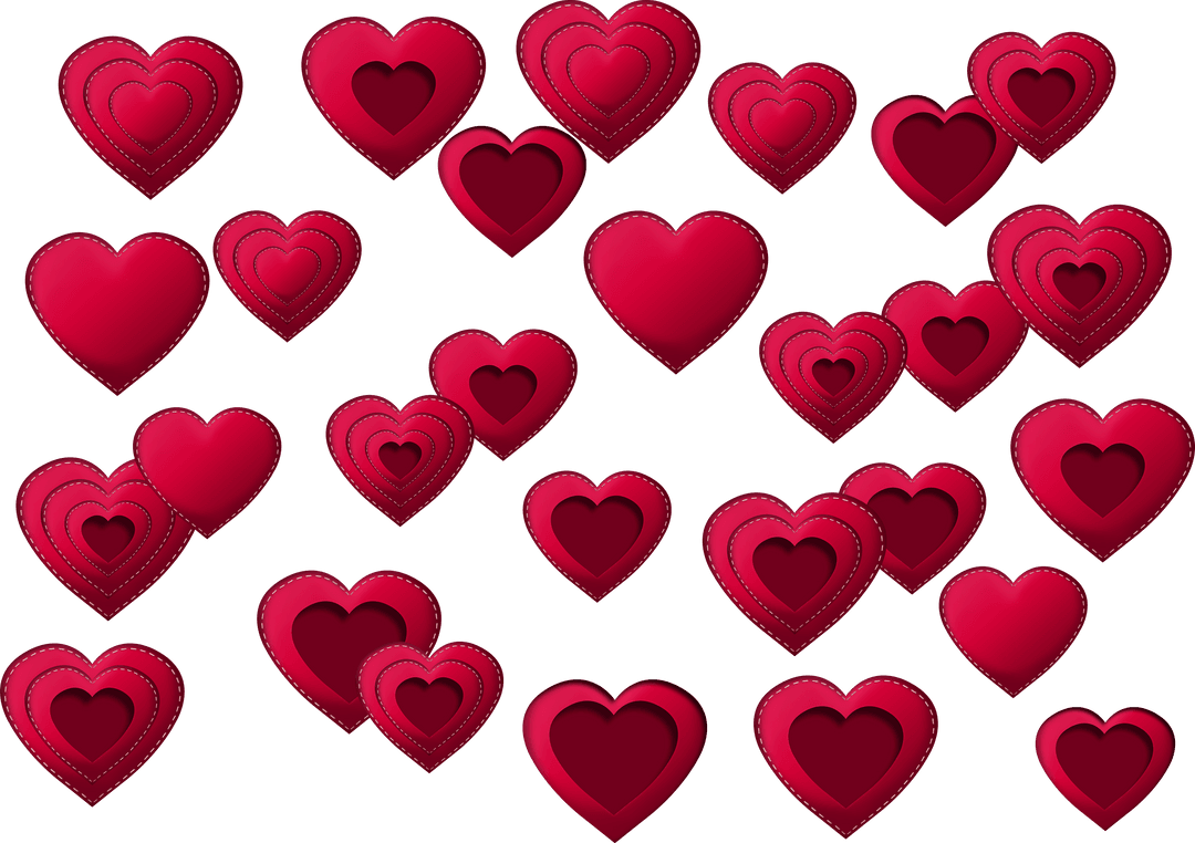 Vibrant Pink Hearts on Transparent Background Exuding Love