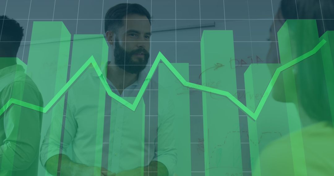 Diverse Business Team Overlapping Financial Data Visuals