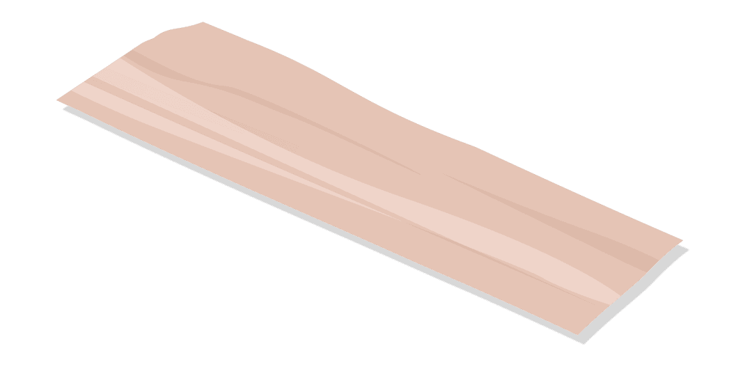 Flat Wooden Plank with Grain Details on Transparent Background