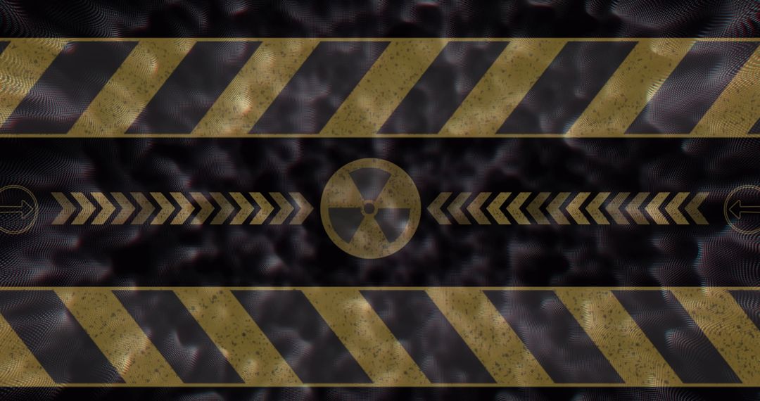 Radioactive Warning Symbol with Yellow Stripes Design