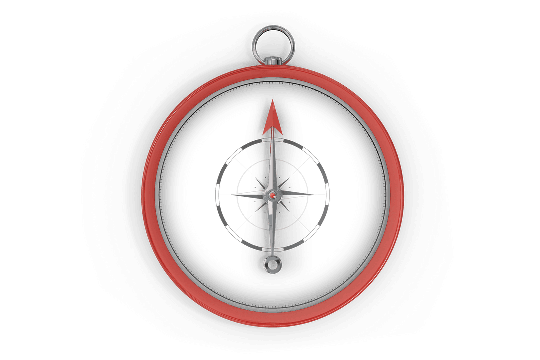 Red Compass Vector Illustration with Transparent Background