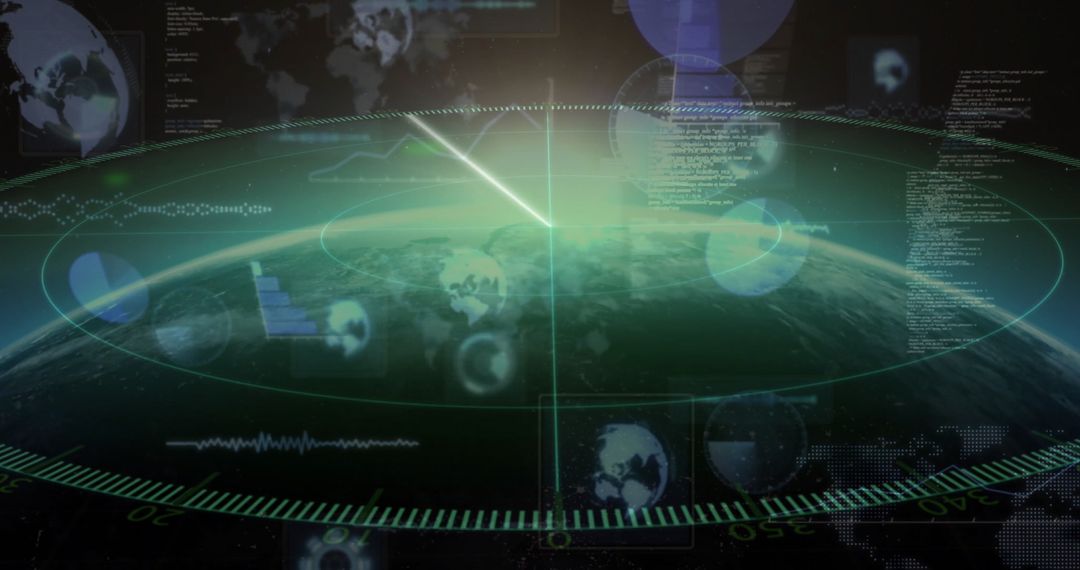 Futuristic Earth Digital HUD Interface with Geospatial Data