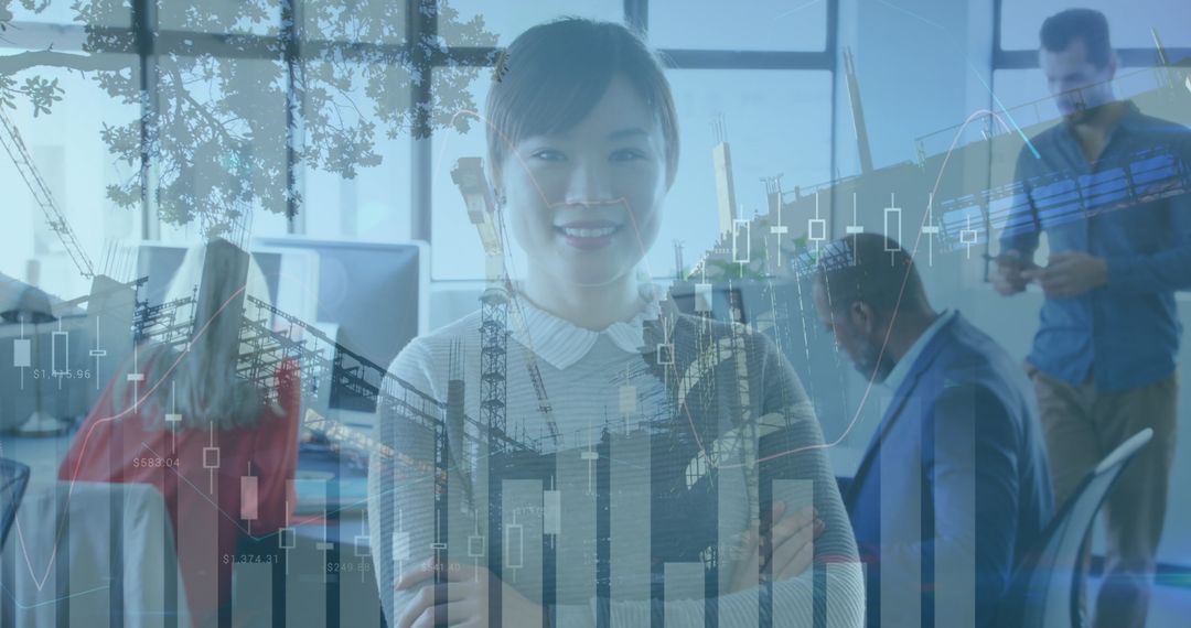 Diverse Team Collaborating in Futuristic Digital Workspace