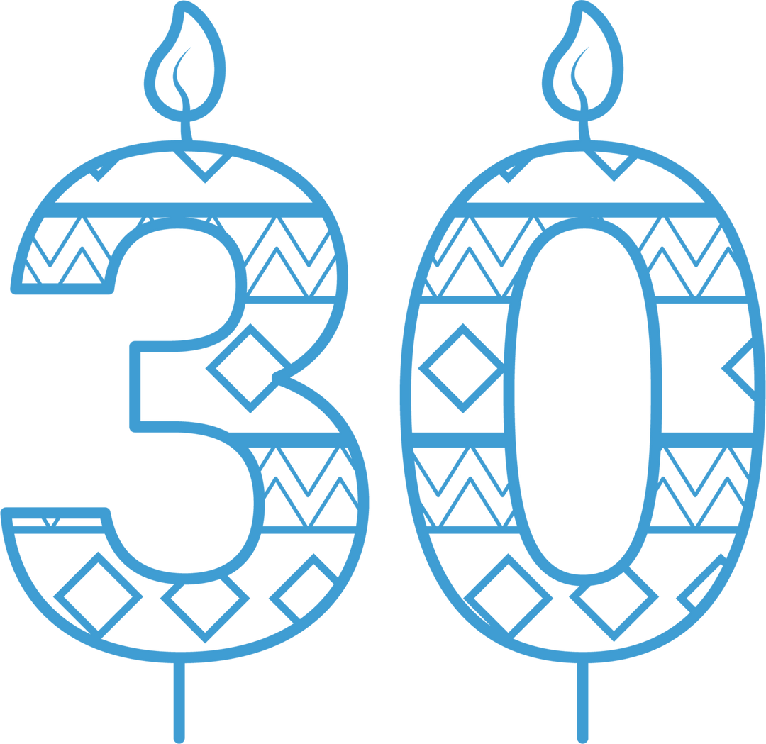 Transparent Blue Outline of Number Thirty Birthday Candle - Download Free Stock Images Pikwizard.com