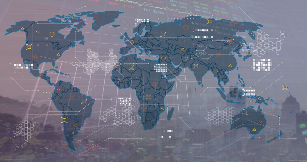 Global Business and Data Processing Concept with Digital World Map