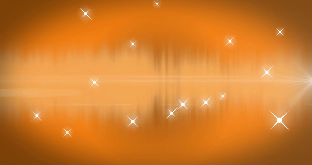 Sparkling Stars over Orange Gradient with Radiant Glows