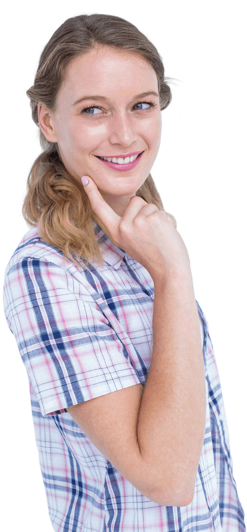 Smiling Businesswoman in Casual Attire on Transparent Background