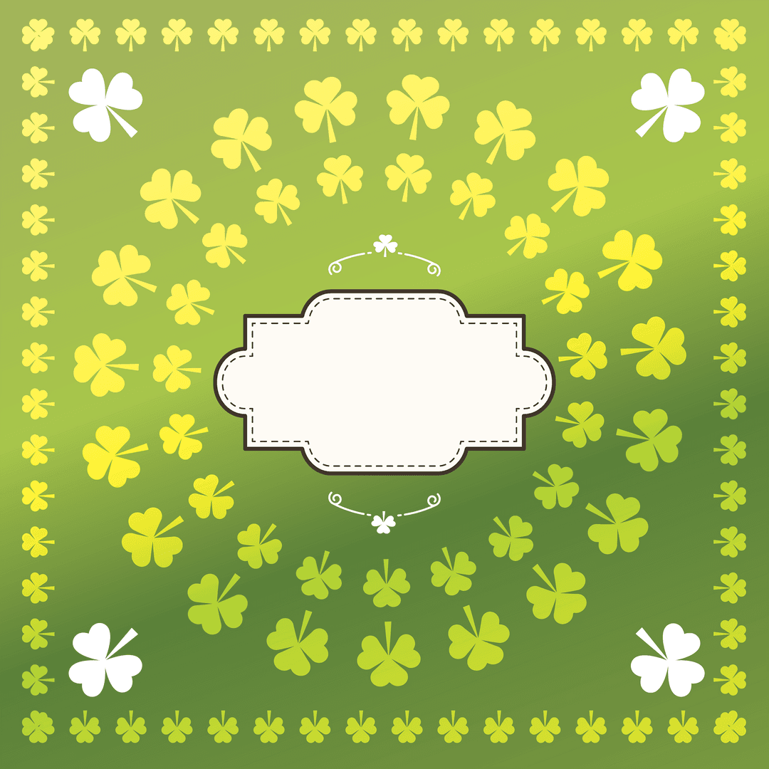 Green Clover Frame with Copy Space on Transparent Background