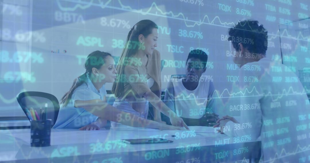 Diverse Business Team Analyzing Global Stock Market Trends
