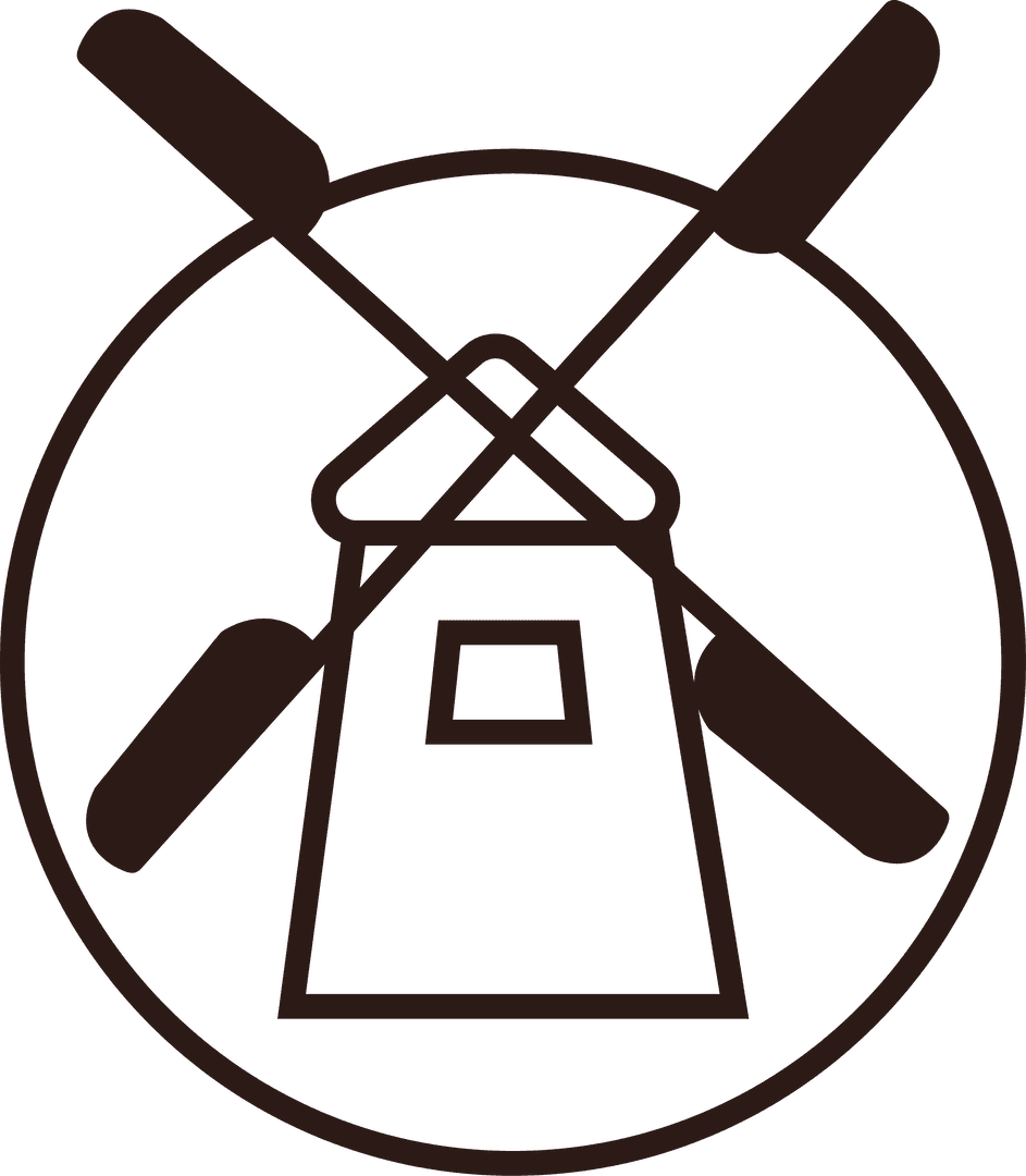 Minimalist Windmill Emblem on Transparent Background