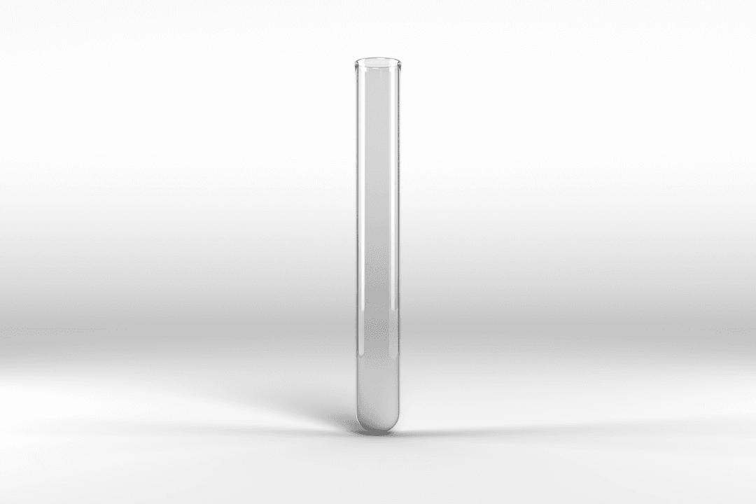 Transparent Empty Laboratory Test Tube on Plain Background