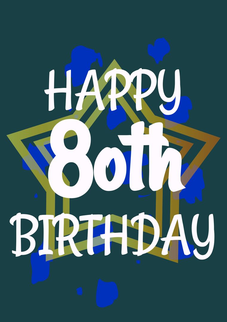 80th Birthday Celebration Greeting Card with Star Design - Download Free Stock Templates Pikwizard.com