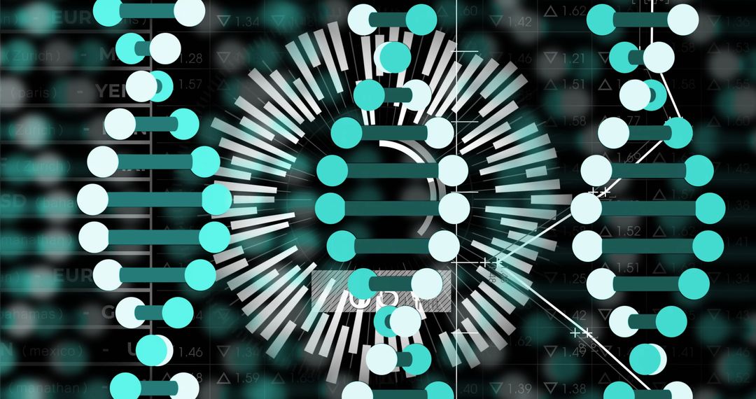Futuristic DNA Helix Concept with Data Visualization