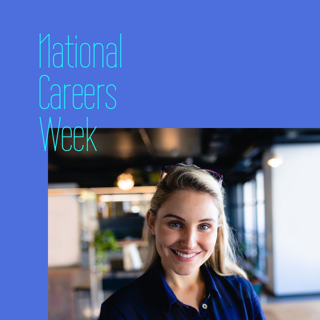 Smiling Professional Woman Promoting National Careers Week