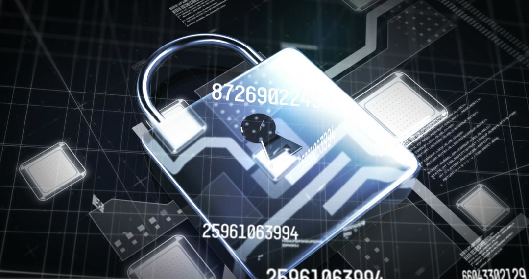 Digital Cybersecurity Concept with Padlock and Changing Numbers