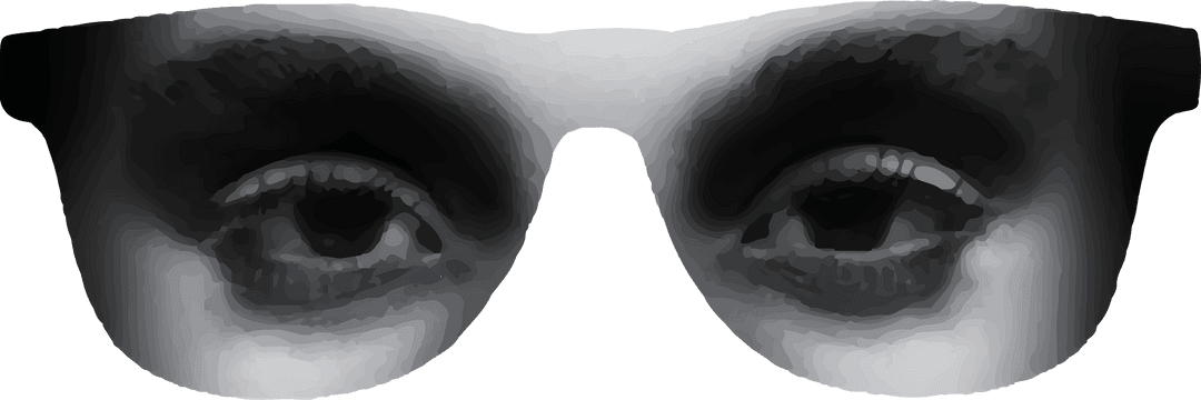 Transparent Floating Eyes and Eyebrows in Glasses Frame Minimalist Design