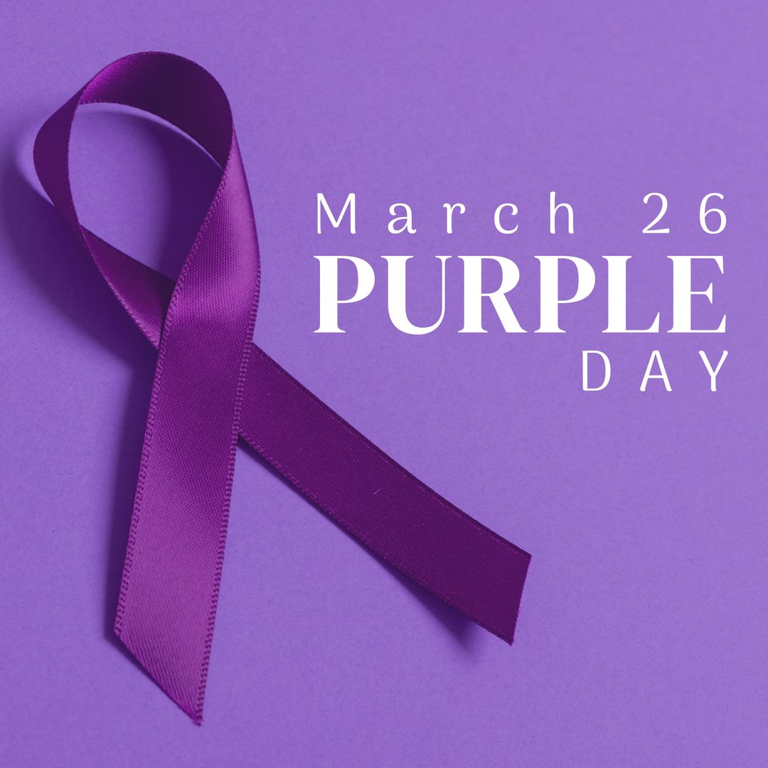 Purple Day Awareness March 26 with Purple Ribbon on Purple Background - Download Free Stock Templates Pikwizard.com